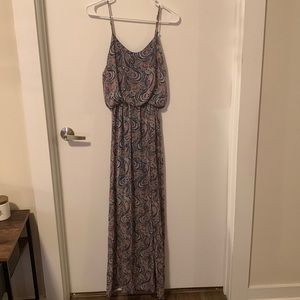 Paisley printed blue maxi dress, size: M, brand: blue rain